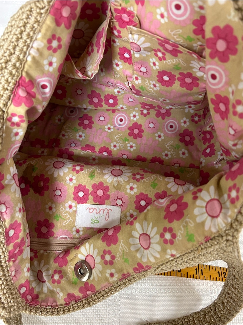 Lina Handwoven Crochet Tote in Tan image 6